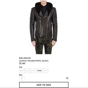 Balmain Men's Lambskin Leather Hooded Jacket.